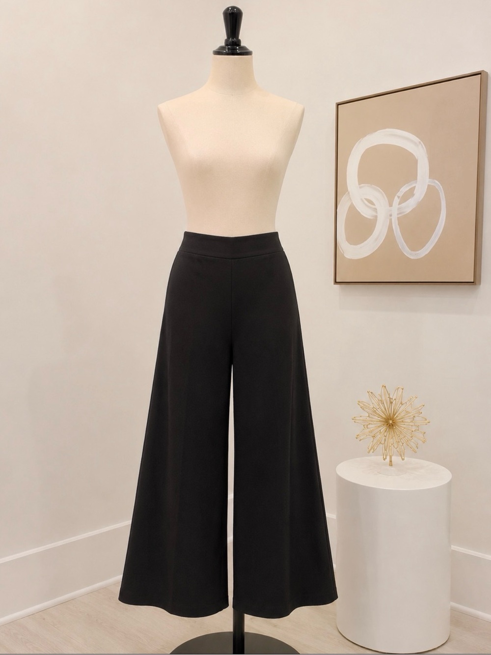 NSR Black Wide-Leg Palazzo Trousers